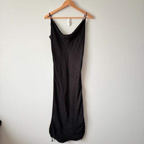 Aritzia Wilfred Only Ruched Slip Dress Black Size Large - Picture 3 of 7